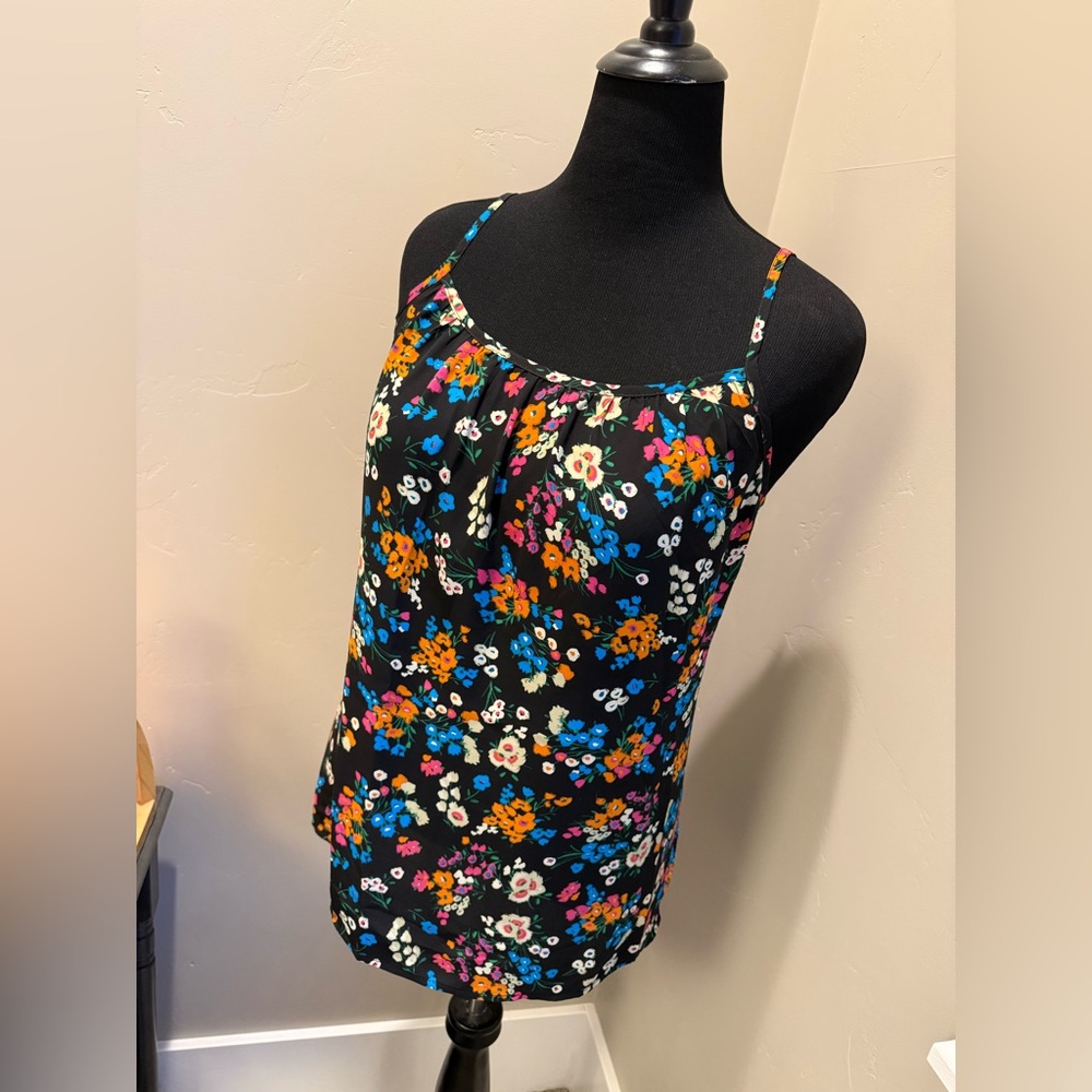 CAbi Floral Black Sleeveless Top